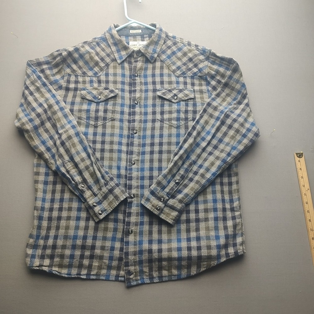 Cody James Western Men's Multicolored Plaid Pearl‎ Snapped Flannel Shirt XL